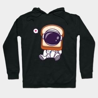 Cute Astronaut With Bread Cartoon Hoodie